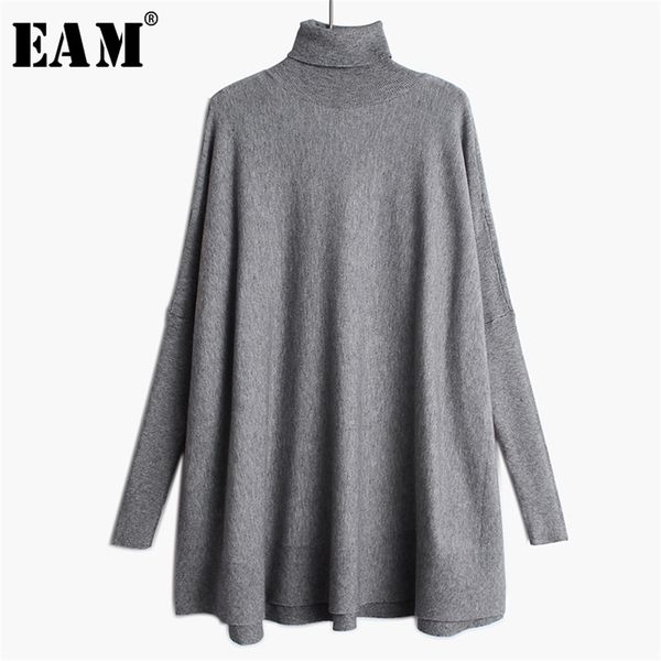 

[eam] oversized knitting sweater loose fit turtleneck long sleeve women pullovers fashion spring autumn 19a-a43 210918, White;black