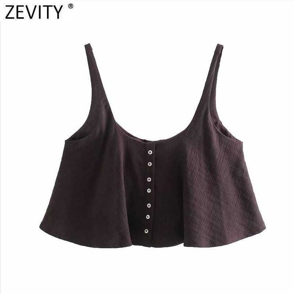 

zevity women fashion solid color texture short smock blouse female sleeveless casual vest shirt chic beach blusas ls9267 210603, White
