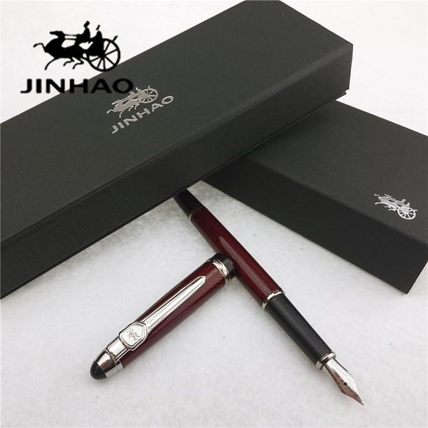 

fountain pens 1pc/lot jinhao 163 pen brand red color silver clip business executive ball office supplies 12cm