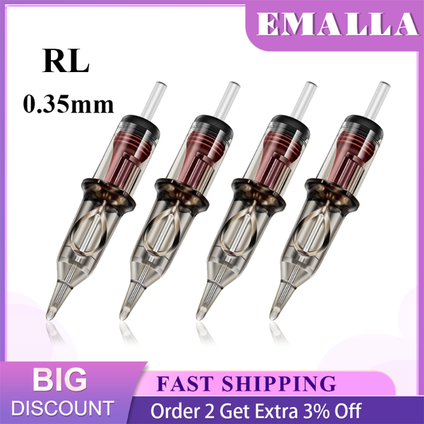 

tattoo needles emalla professional 20pcs 0.35mm rl cartridge round liner needle makeup machine supplies