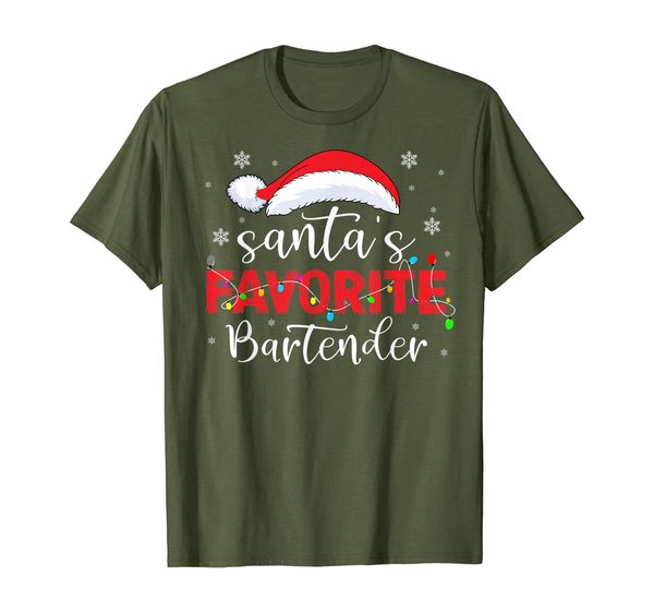 

santa's favorite bartender t-shirt, White;black