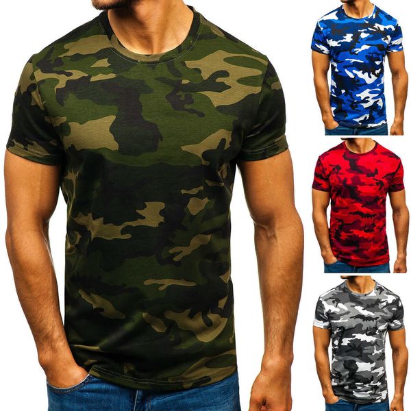 

e-baihui summer fashion camouflage t-shirt men casual o-neck cotton streetwear t shirt men gym short sleeve tshirt g008 cy200515, White;black