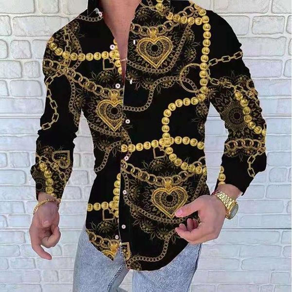 

men's casual shirts 2021 man spring and autumn turn-down collar streetwear fashion together print long sleeve shirt single breasted men, White;black