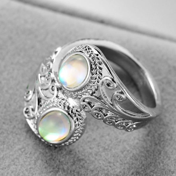 

exaggerated retro punk style seven-color moonlight carved round geometric jewelry ladies engagement wedding gift ring, Golden;silver
