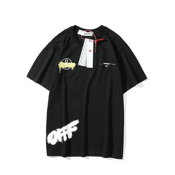

2021ss spring summer off arrow short sleeve style hip hop letter casual t-shirt, Black