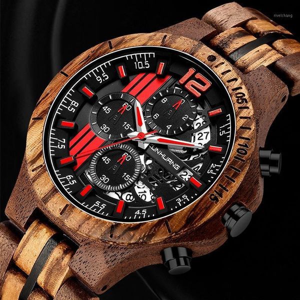 

wristwatches mens walnut wood watches military stainless steel chronograph wristwatch grooms gift relojes para hombre, Slivery;brown