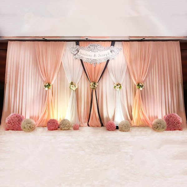 

party decoration 20x10ft champagne swag wedding backdrop pink curtain drape white drapes stage background