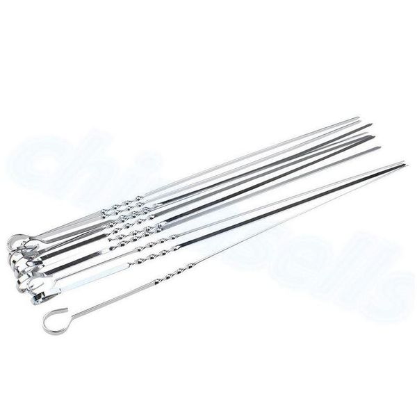 

portable picnic bbq barbeque needle 39cm camping stainless steel grilling party kabob kebab flat l jlllqa xmh_home