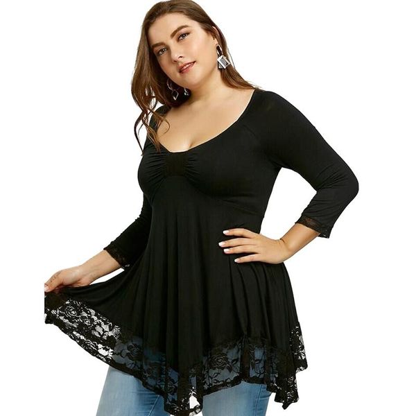 

casual dresses plus size lace mini dress autumn 2021 loose patchwork hem slim women elegant femme, Black;gray