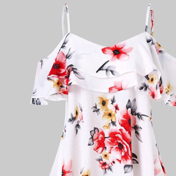 

ftitong floral large size women blouse floral printing off shoulder blouse shirt sleeveless vest tank blouse camisa feminina, White