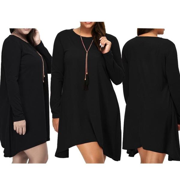 

casual dresses solid color long sleeve dress with large, Black;gray