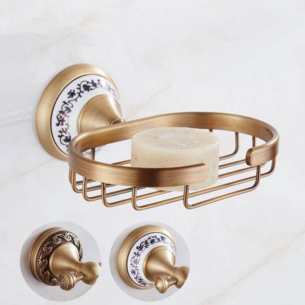 

soap dishes wall-mounted european ceramic antique dish brass net bathroom accessories set drain holder