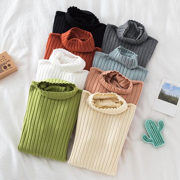 

women's sweaters turtleneck sweater women casual basic ribbed knitted pullover 2021 autumn winter clothes knitting, White;black