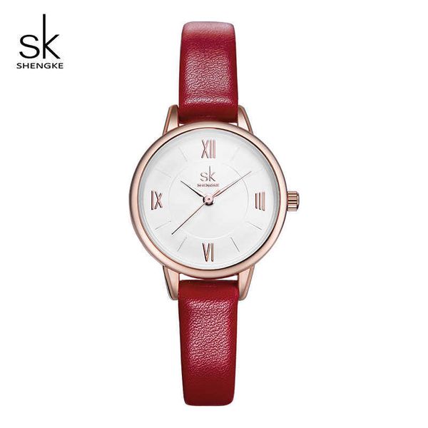 

shengke watche brand fashion leather wrist luxury ladies quartz montre femme bayan kol saati #k8060 210616, Slivery;brown
