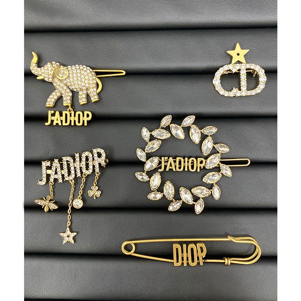 

design jewelry brooch new letter elephant full diamond hairpin women's net red, Golden