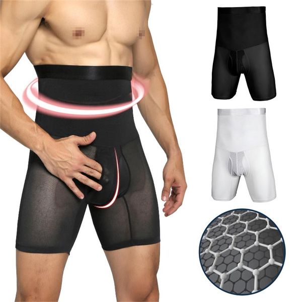 

underpants men's breathable high waisted body shaping abdominal girdle underwear, Black;white