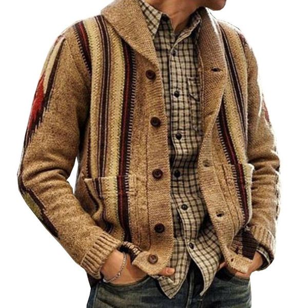 

men's sweaters jackets autumn and winter long sleeve jacquard sweater lapel coat fashion ropa de invierno, White;black