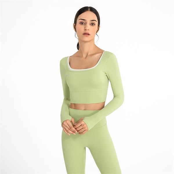 

new style yoga clothes in autumn long sleeved women's running with breast pad