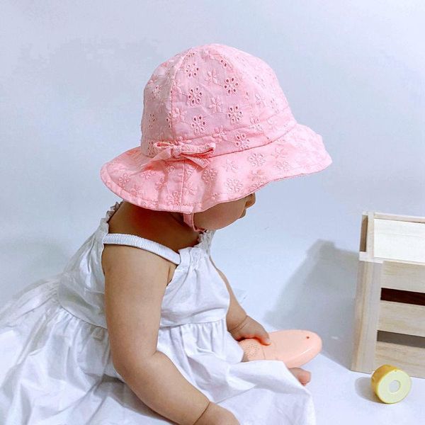

summer spring baby girl bonnet hat princess lace breathable baby sun hat for kids infant toddler bucket cap, Yellow