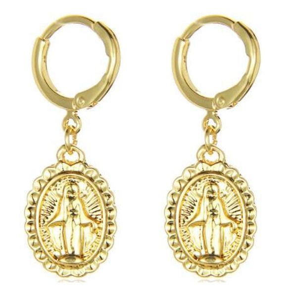 

fashion lady ring hoop studs oval madonna maria alloy earrings earrings pendant mother day gift, Golden;silver