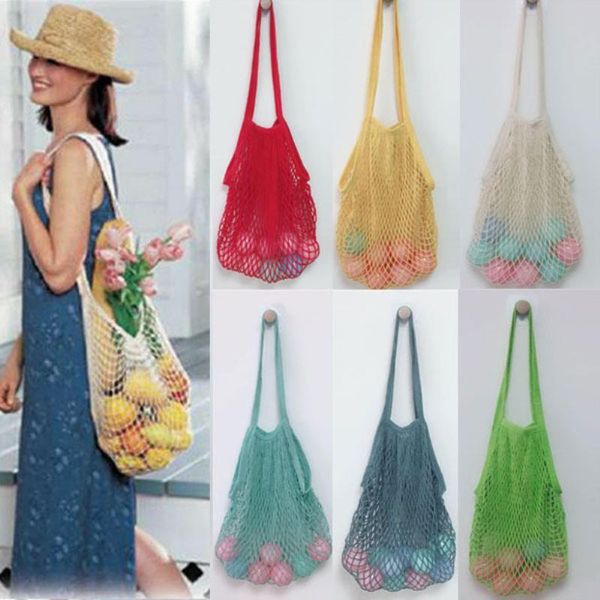 

storage bags 2021 mesh shopping bag reusable eco fruit string grocery shopper tote woven net