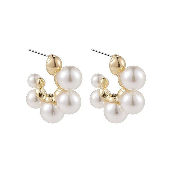 

hoop & huggie pearl earrings for women hypoallergenic drop dangle, Golden;silver