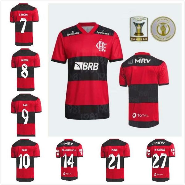 

2021 2022 cr flamengo soccer jerseys flemish 20 21 22 de arrascaeta b.henrique gabriel b. diego camisa de futebol flamenco football shirts, Black;yellow