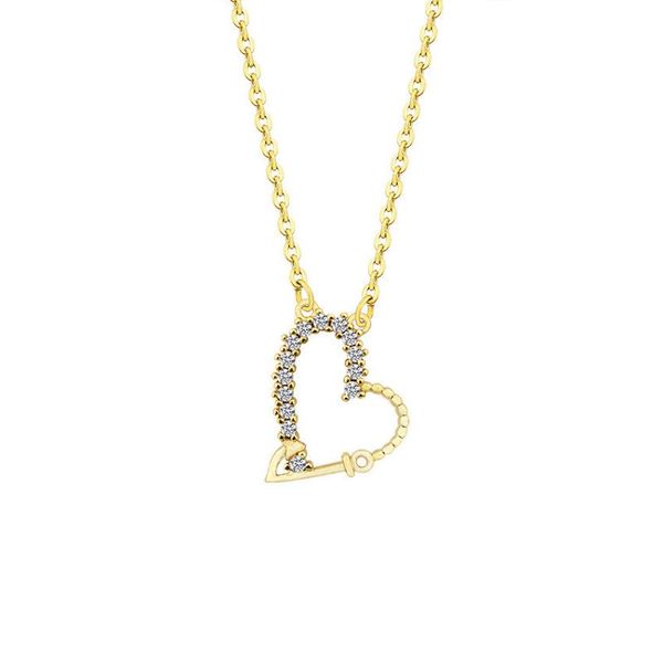 

Elegant Cubic Zircon Heart Pendant Necklace Gold Color Forever Love Bijoux Lady Jewellery Accessories Gifts For Lovers Women, Silver
