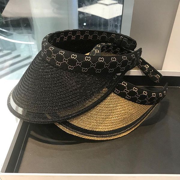 

wide brim hats spring/summer 2021 web celebrity empty hat fashion rhinestone sunblock beach joker leisure sunshade women, Blue;gray