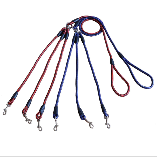 

dog collars & leashes styles strong nylon ribbon three heads one drag leash pet traction rope handy safety