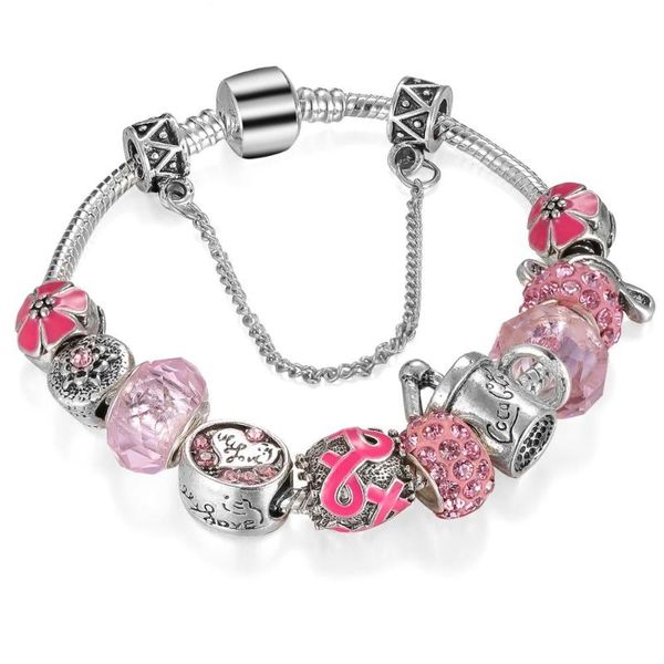 

link, chain fashion silver plated lmperial crown murano charms crystal bracelets & bangles jewelry wholesale fit charm bracelet women, Black
