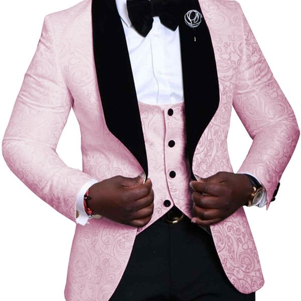 

men's suits & blazers standard pink man suits with black lapel men's colorful wedding 3 groom's garments fine blazer h7rz, White;black