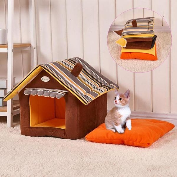 

cat beds & furniture pet house foldable bed comfortable plush kennel dogs litter deep sleep sleeping puppy sofa cushion