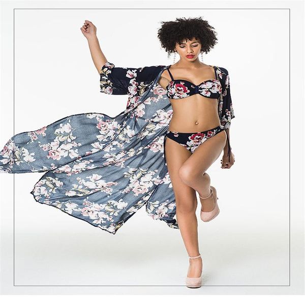 

women's swimwear floral same paragraph beach skirt shawl cover up 2021, White;black