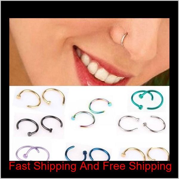 

nose rings body piercing jewelry fashion jewelry stainless steel nose open hoop ring earring studs fake nose rings non piercing zs kmoni, Silver