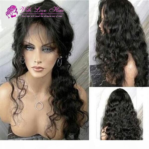 

8a brazilian 180 density full lace human hair wigs for black women glueless body wave lace front wigs with baby hair