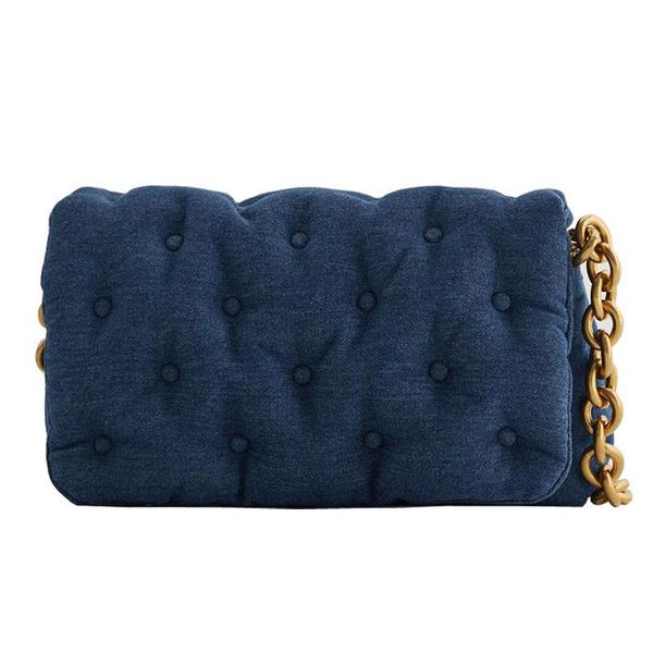 

luxury designers bags retro blue denim quilted women shoulder bag thick chains handbags messenger bag femaleflap big purses handbag