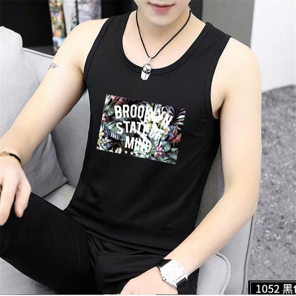 

2020 summer new mens tank fashion streetwear print hip hop sleeveless shirt leisure clothing fitness loose men tank, White;black