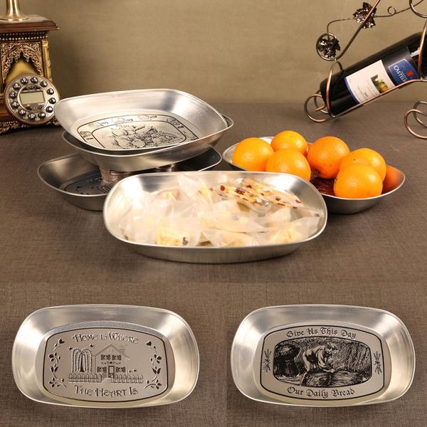 

kitchen storage & organization retro style tray tinplate antirust metal oval fruit plate country house pattern home decoration crafts gift