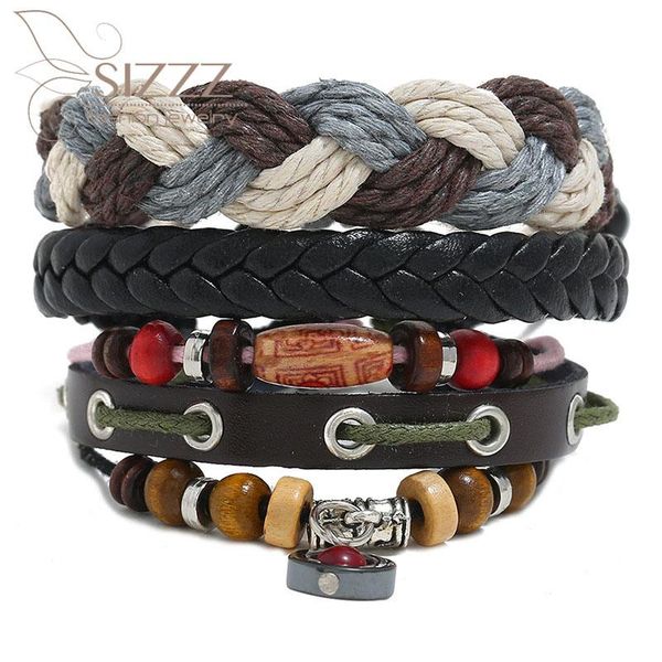 

charm bracelets 2021 european and american beaded multi-woven hand-woven leather bracelet&bangles for women/men, Golden;silver