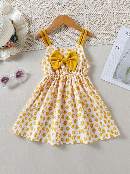 

toddler girls allover floral print bow front cami dress she, Red;yellow