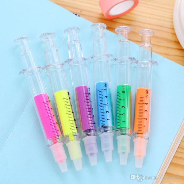 150 Stück 6 Farben Neuheit Krankenschwester Nadel Spritze geformt Textmarker Marker Marker Stift Stifte Schreibwaren Schulbedarf