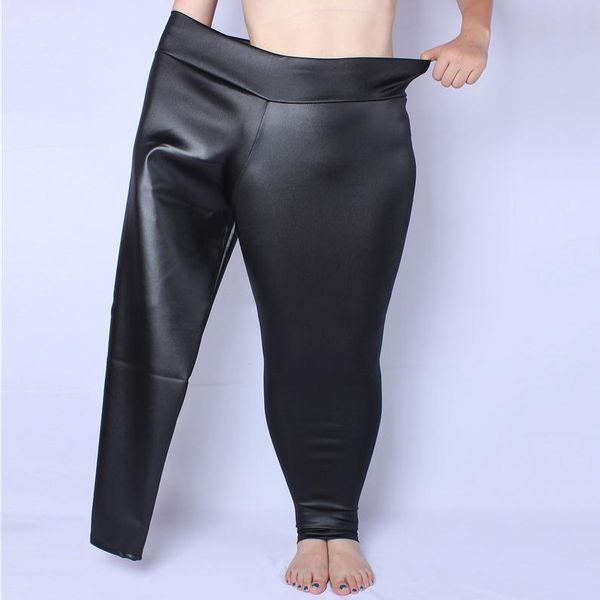 

women's pants & capris autumn winter fashion black high waist leather woman 5xl plus size pencil leggings thin fleece trousers bodycon, Black;white