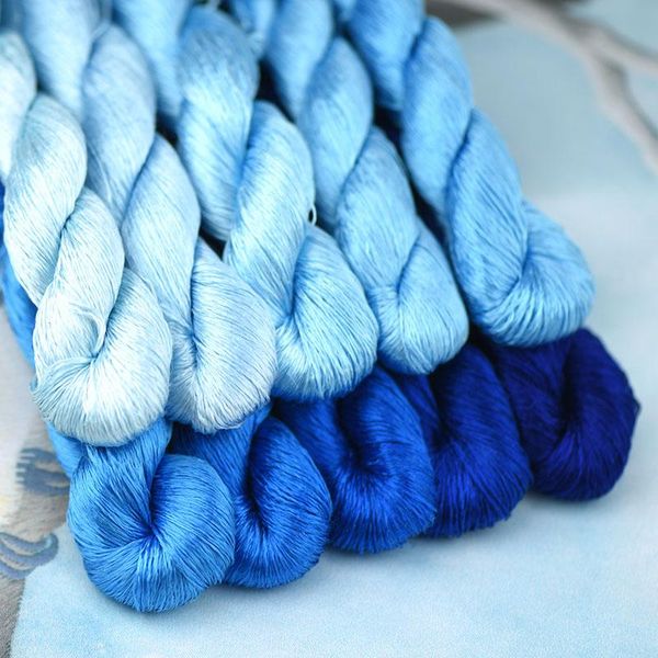 

yarn 1pcs/400m silk embroidery thread / 100% /hand embroider cross stitch/sky blue/10 pure colors, Black;white