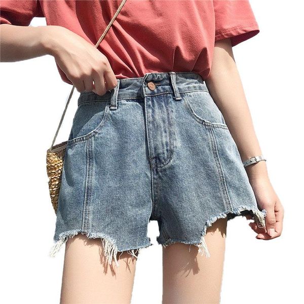 

women's shorts high-waisted denim women summer korean version loose plus size wide-leg, White;black