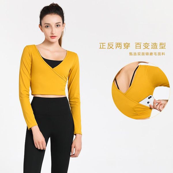 

yoga outfits tight-fitting wear long-sleeved sports fitness running training blouse, White;red