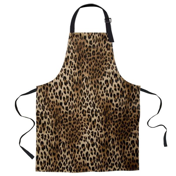 

aprons leopard print printed kitchen cooking baking canvas sleeveless for women man kids home delantal cocina