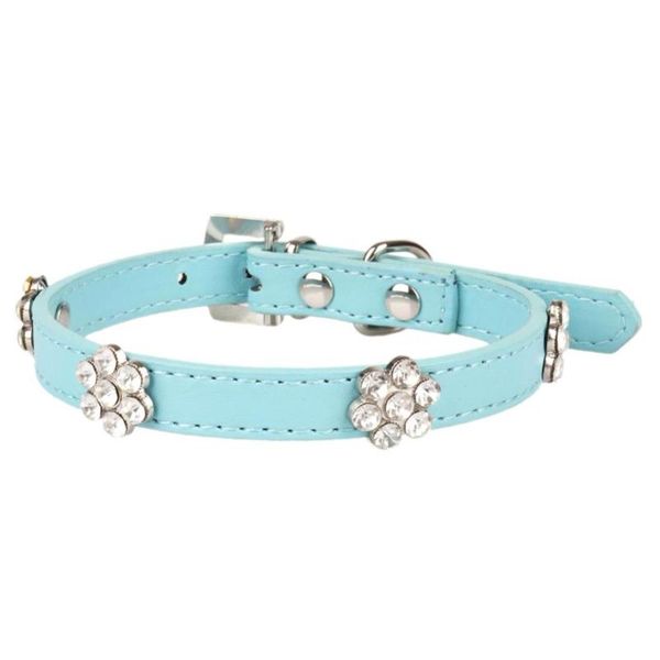 

crystal flowers dogs collars decorative pu leather collar for small medium large dog pet accessories products hundehalsband xs-l
