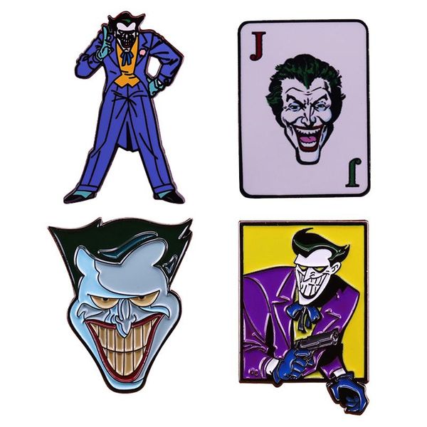 

pins, brooches happy face the clown badge movie villains enamel pin, Gray