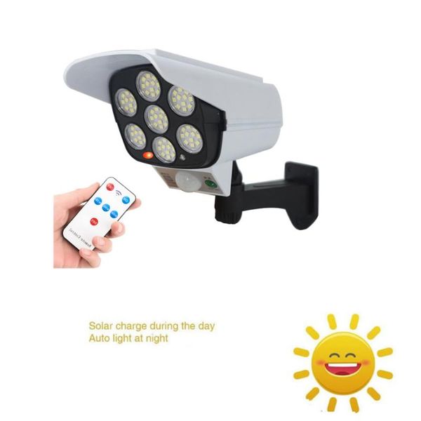 

solar lamps remote motion sensor lamp dummy powered camera high simulation fake flashing led red light home security mon